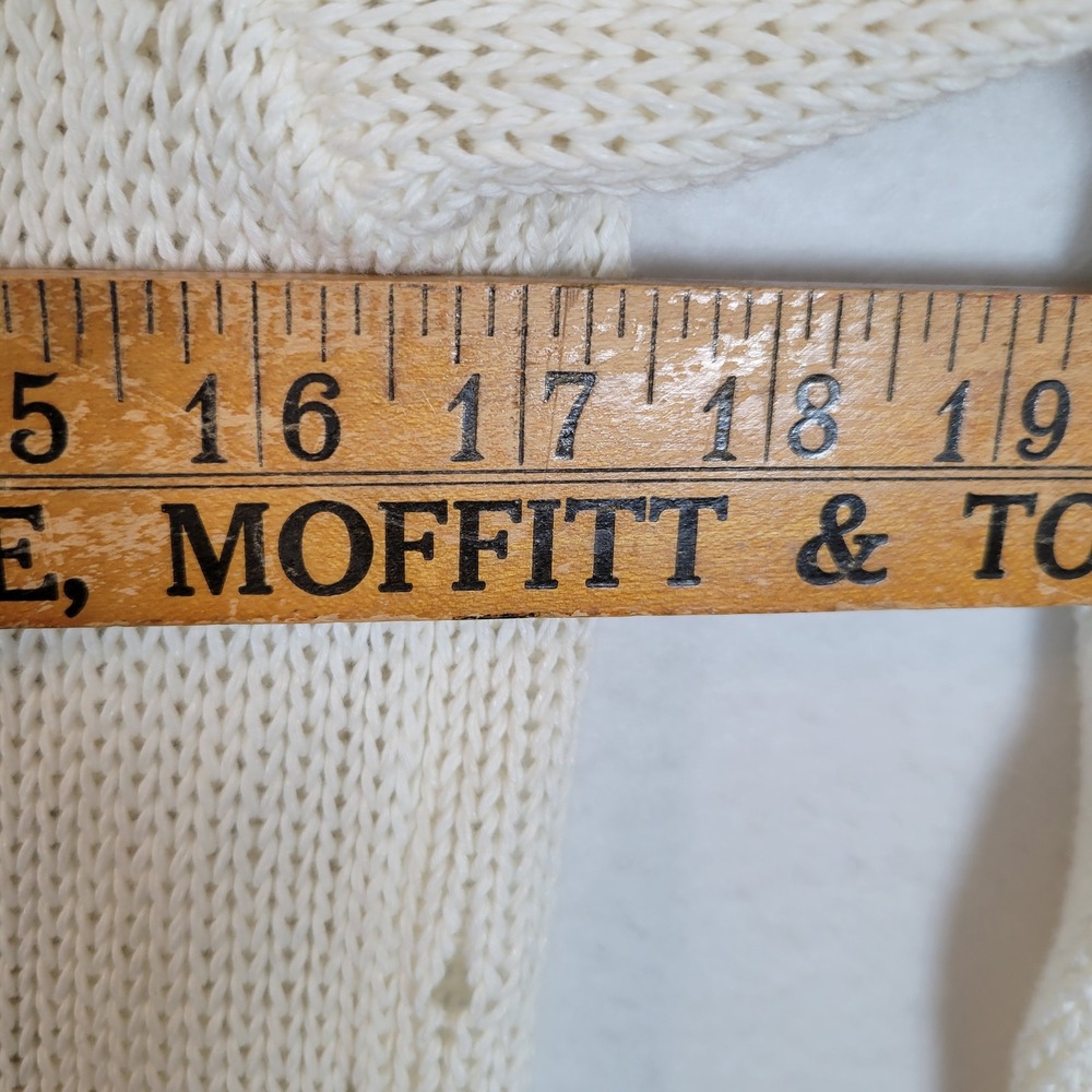 Talula Womens Knit Pockets Distressed Cardigan Sweater Size Small White Grandpa - Picture 8 of 10